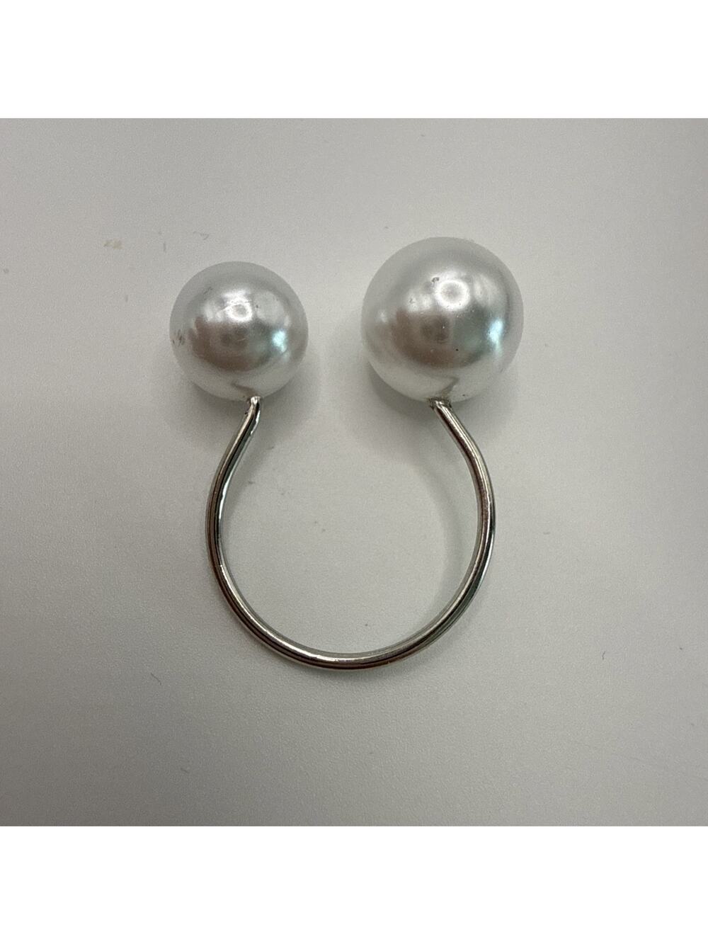 Faux Pearl Open Rings Adjustable Silver Color Band